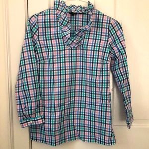 Talbots ruffle neck blouse